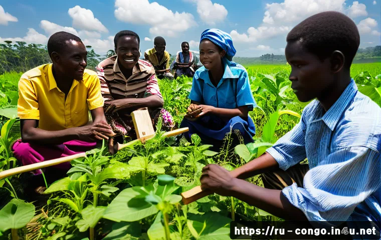 콩고 공화국에서의 NGO 및 국제 기구 활동 - A vibrant rural community scene in the Republic of Congo showcasing an outdoor educational workshop ...