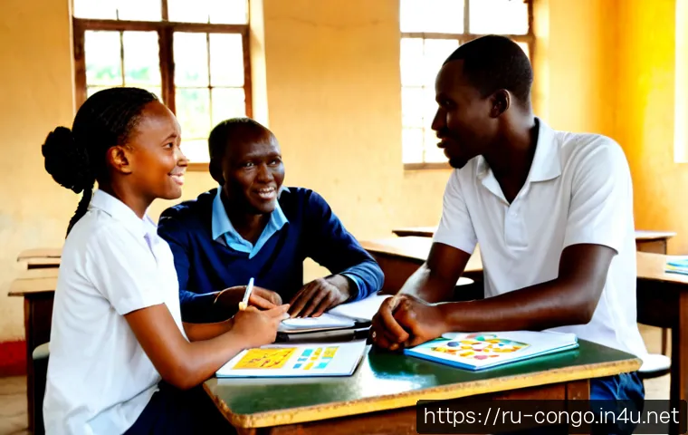 콩고 공화국에서 사용하는 언어 - Photorealistic classroom in Brazzaville, Republic of the Congo, a diverse group of adult learners an...